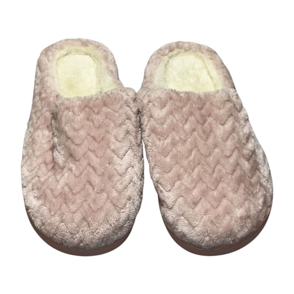 Women's M(7-8) Mule Baby Pink Faux Fur Lined Comfort Casual Slip-On Slippers - Picture 2 of 6